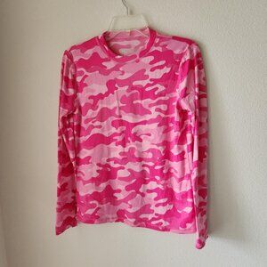Athletic Works pink camo long sleeve top Sz S Yoga Outdoors Workout Athleisure